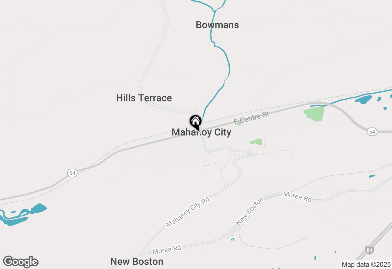 Map of 30 W Centre Street, Mahanoy City, PA 17948