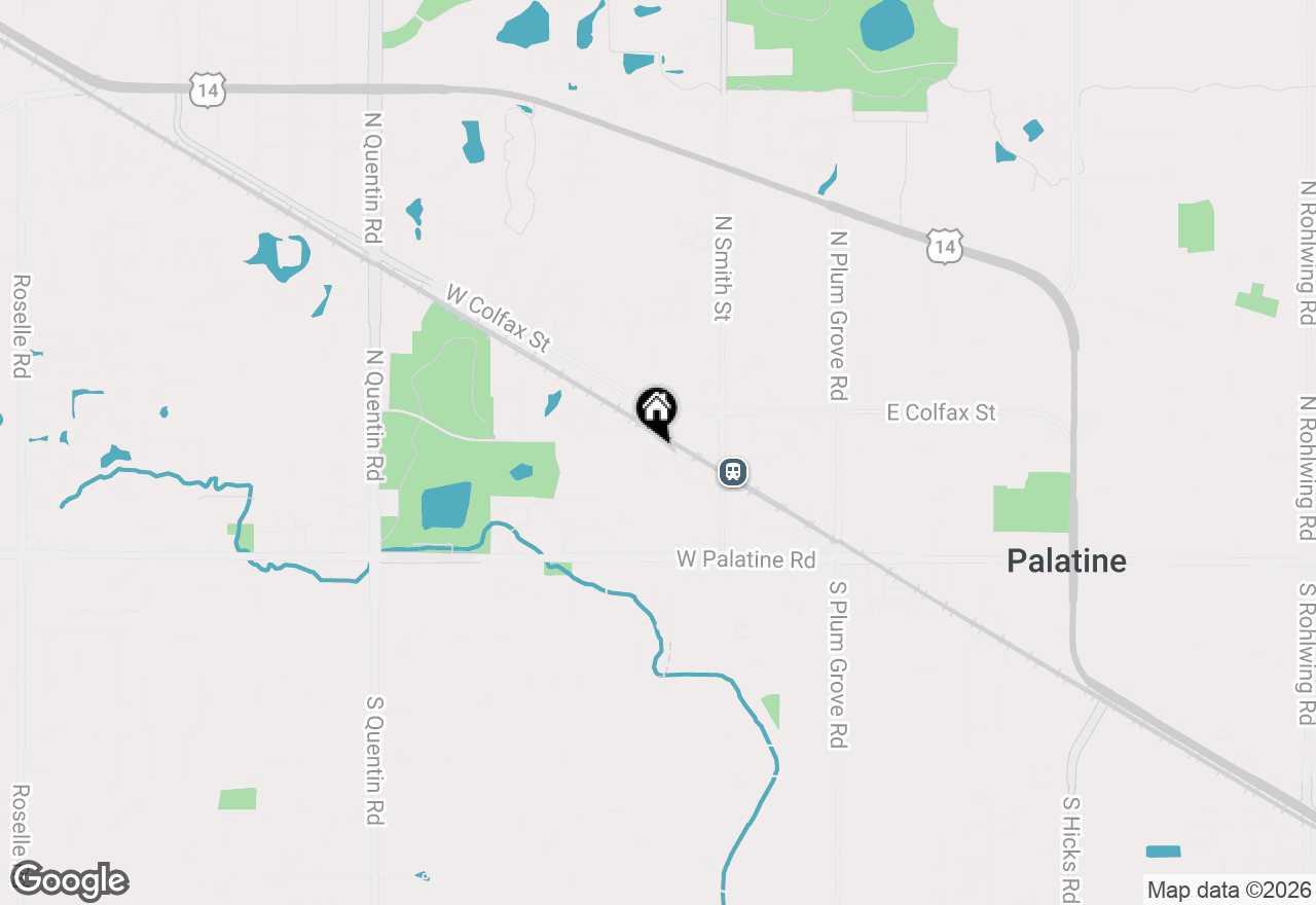 Map of 158 N Rose Street, Palatine, IL 60067