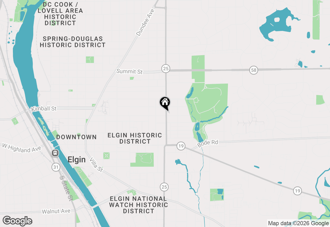 Map of 582 Park Street, Elgin, IL 60120