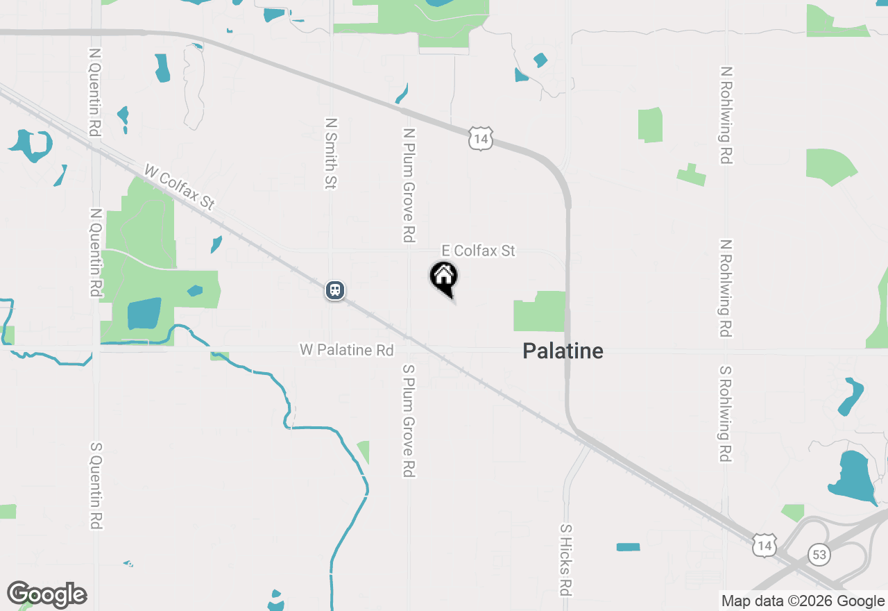 Map of 104 N Benton Street, Palatine, IL 60067