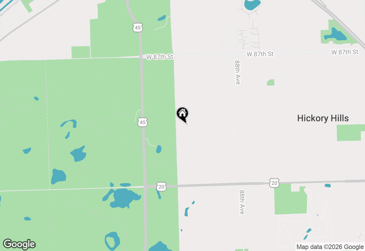 Map of 9136 W 91st Place, Hickory Hills, IL 60457