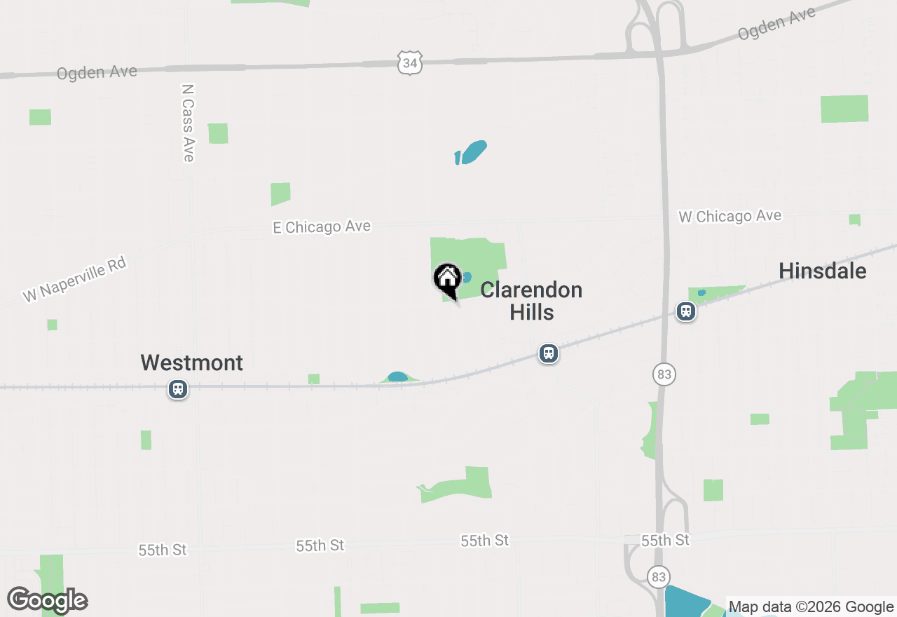 Map of 36 Gilbert Avenue, Clarendon Hills, IL 60514