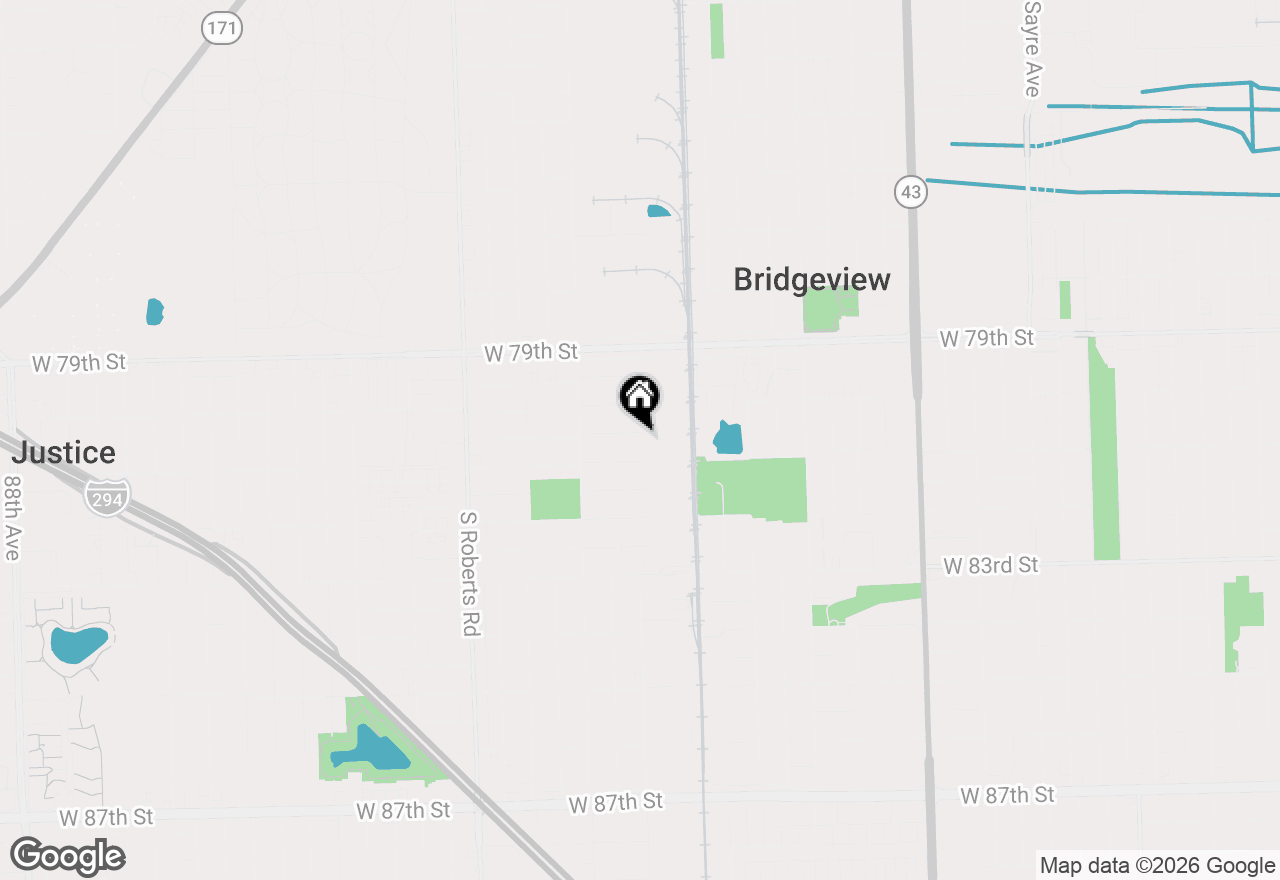 Map of 7705 W 80th Place, Bridgeview, IL 60455