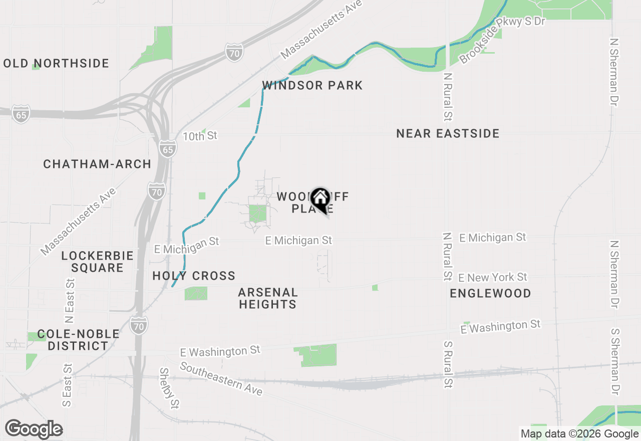 Map of 590 E Woodruff Place #12 Drive, Indianapolis, IN 46201