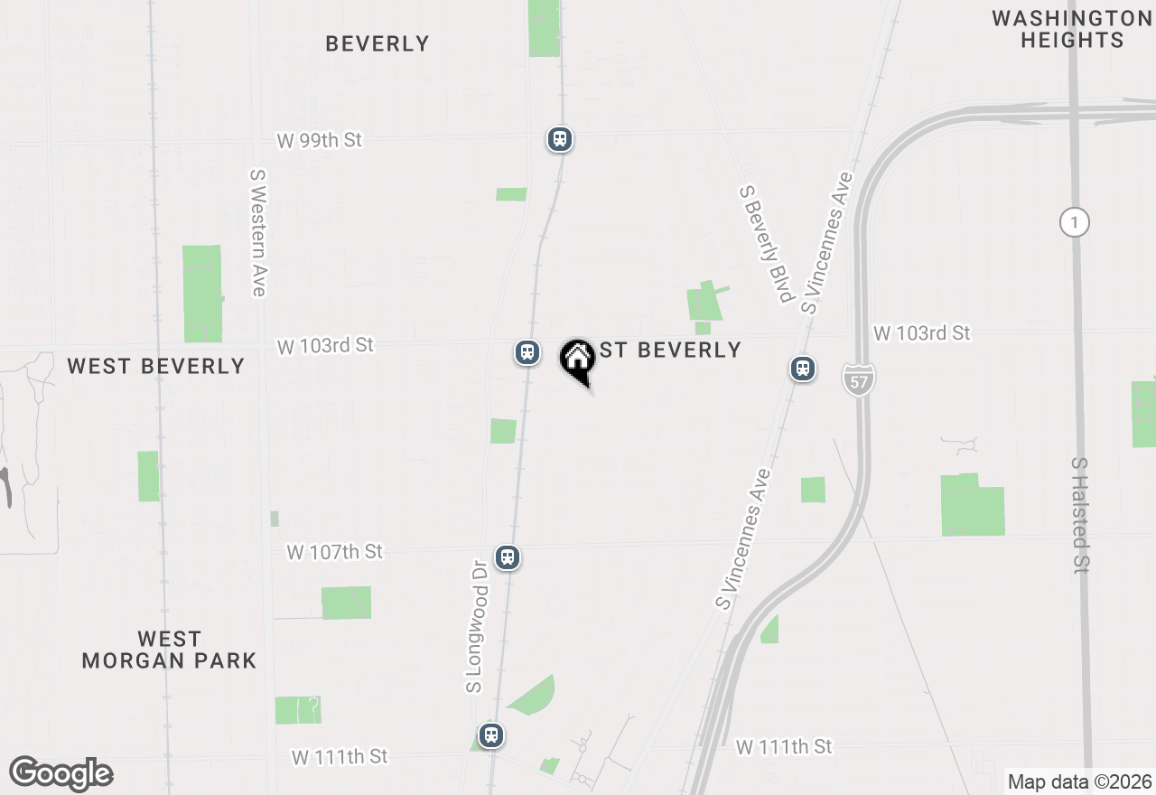 Map of 10405 S Wood Street, Chicago, IL 60643