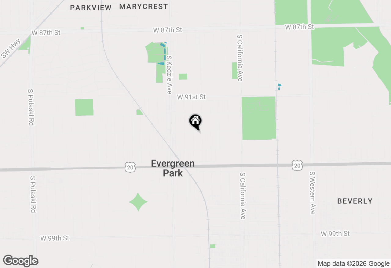 Map of 9304 S Utica Avenue, Evergreen Park, IL 60805