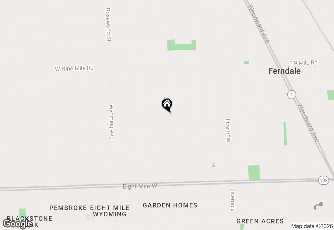 Map of 1416 W Marshall Street, Ferndale, MI 48220