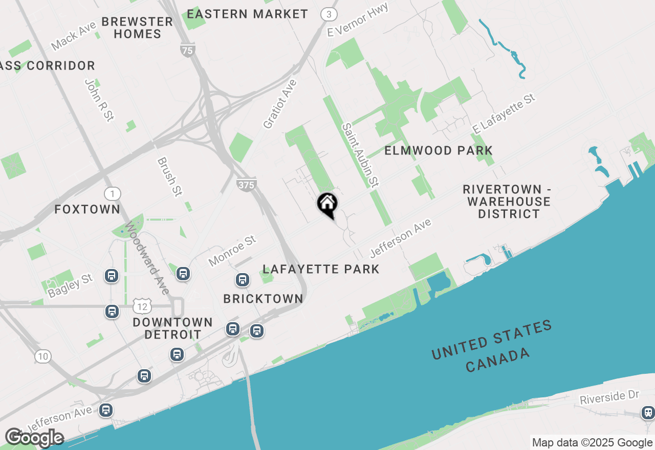 Map of 1300 E Lafayette Street #1008, Detroit, MI 48207