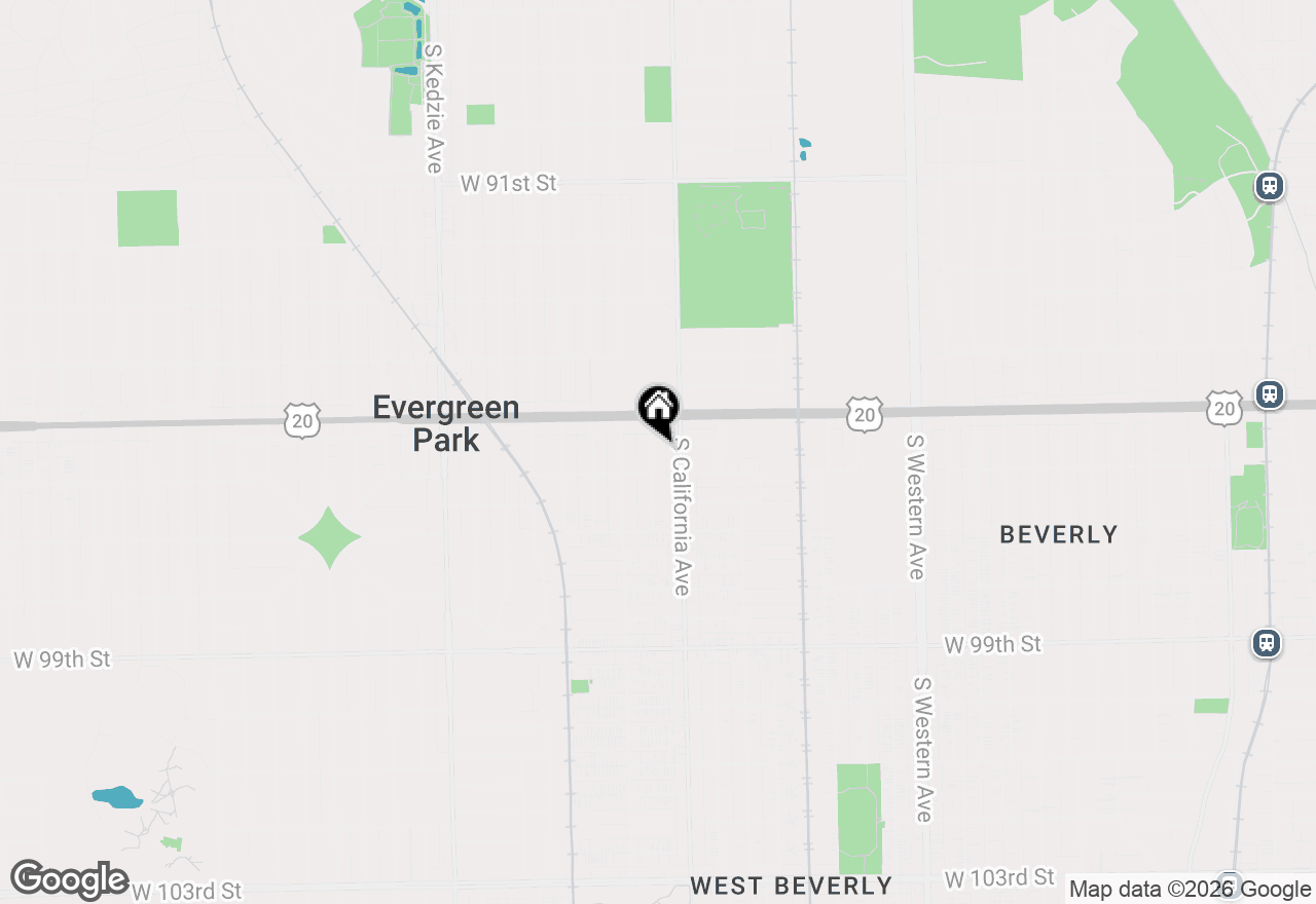 Map of 9543 S Mozart Street, Evergreen Park, IL 60805