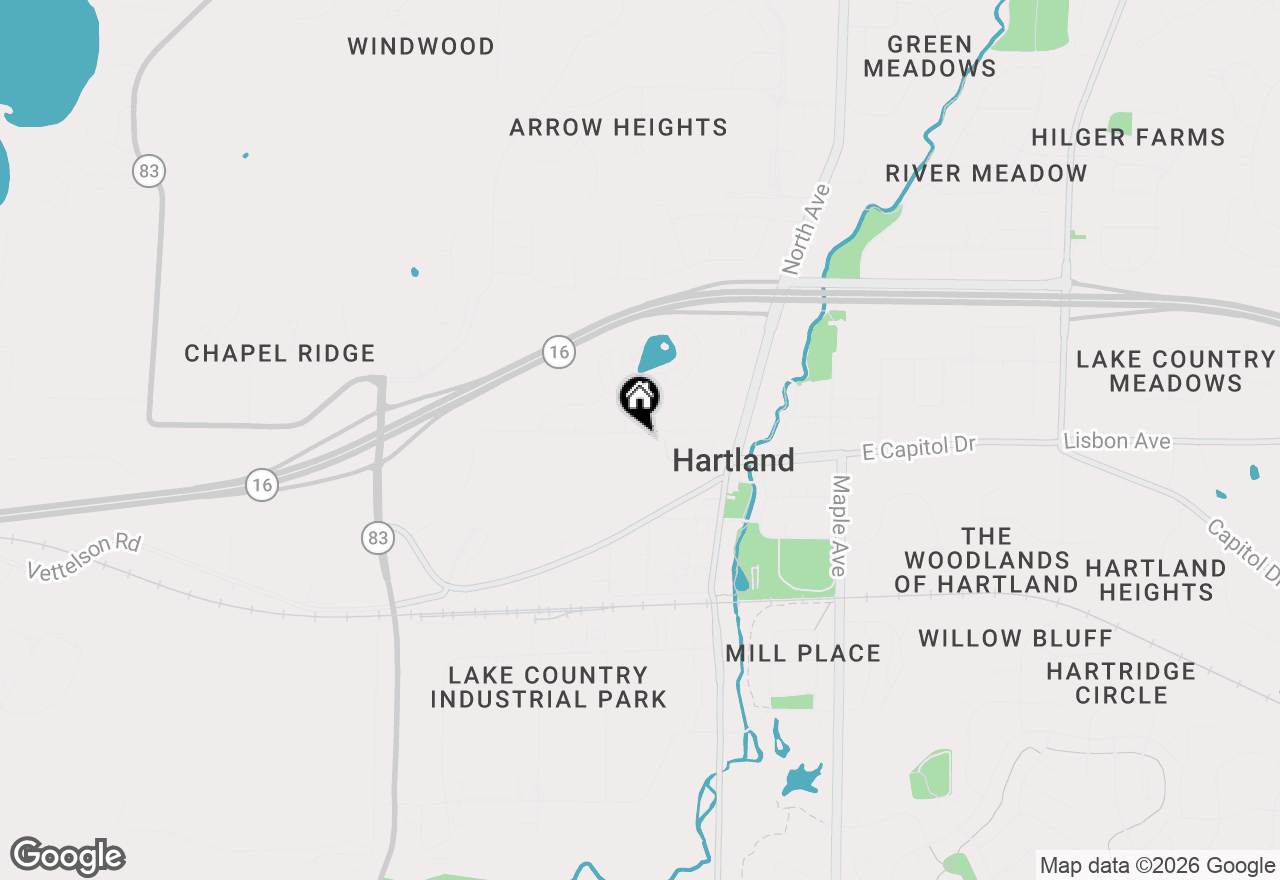 Map of 307 Hill St, Hartland, WI 53029