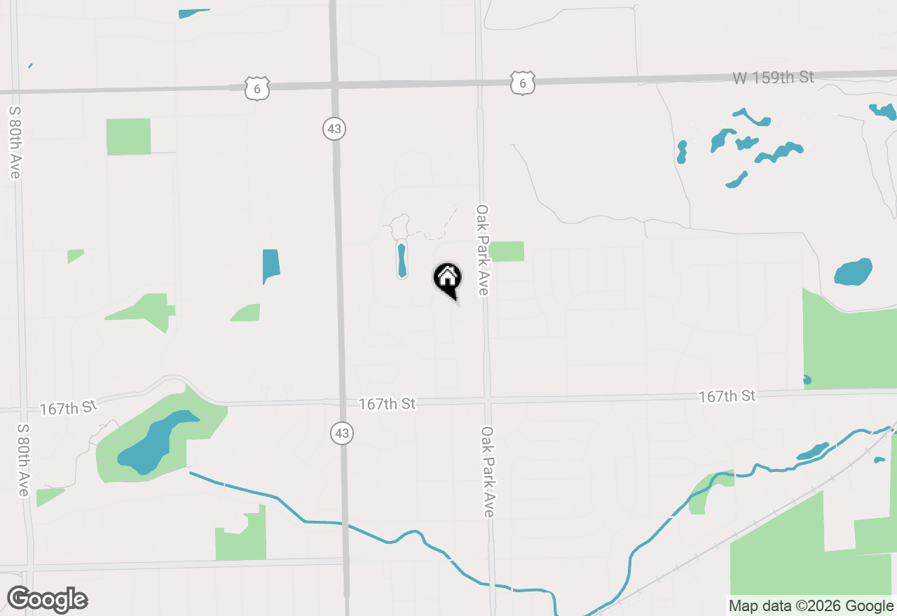 Map of 16408 Oxford Drive, Tinley Park, IL 60477