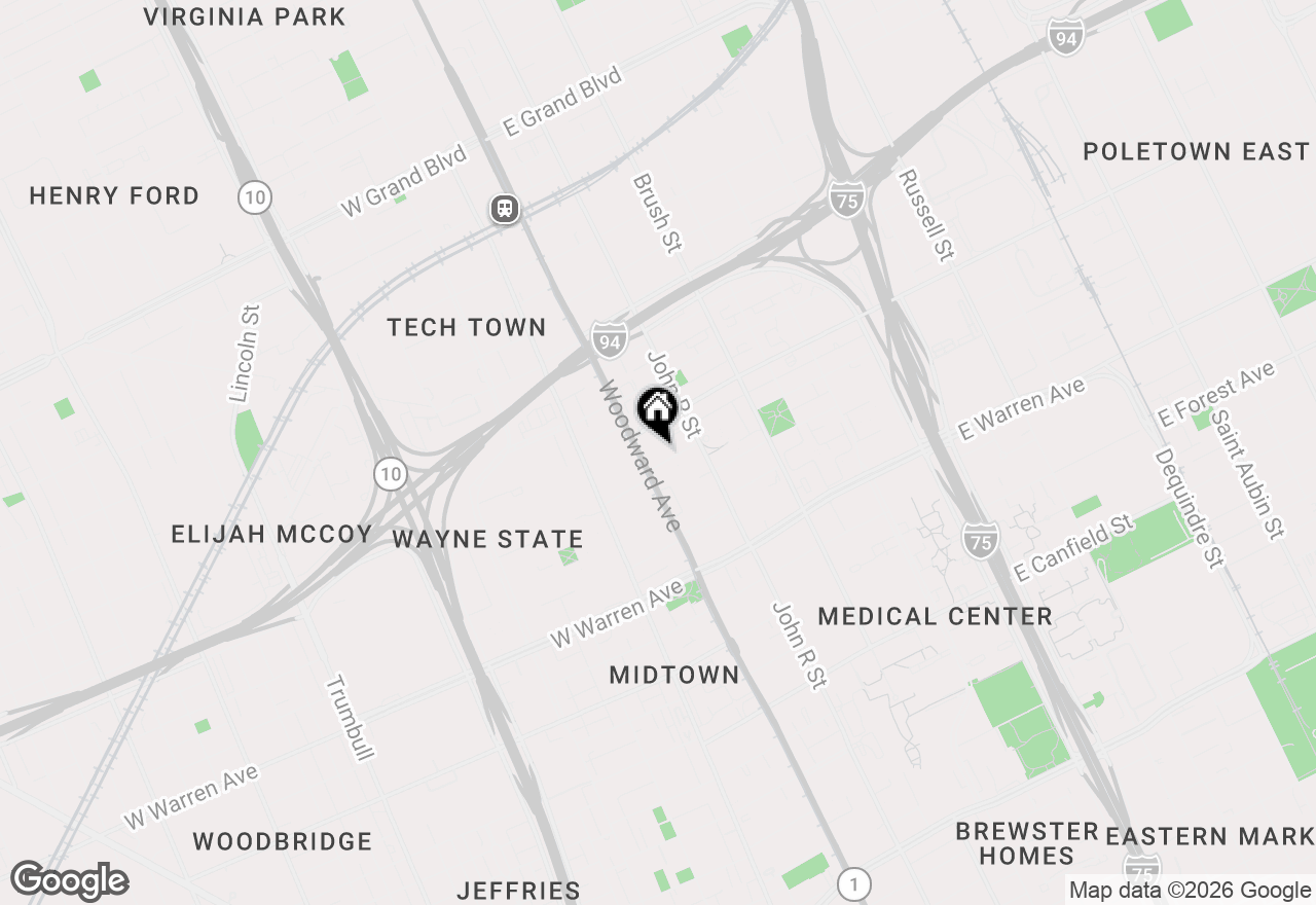 Map of 15 E Kirby Street #1107, Detroit, MI 48202