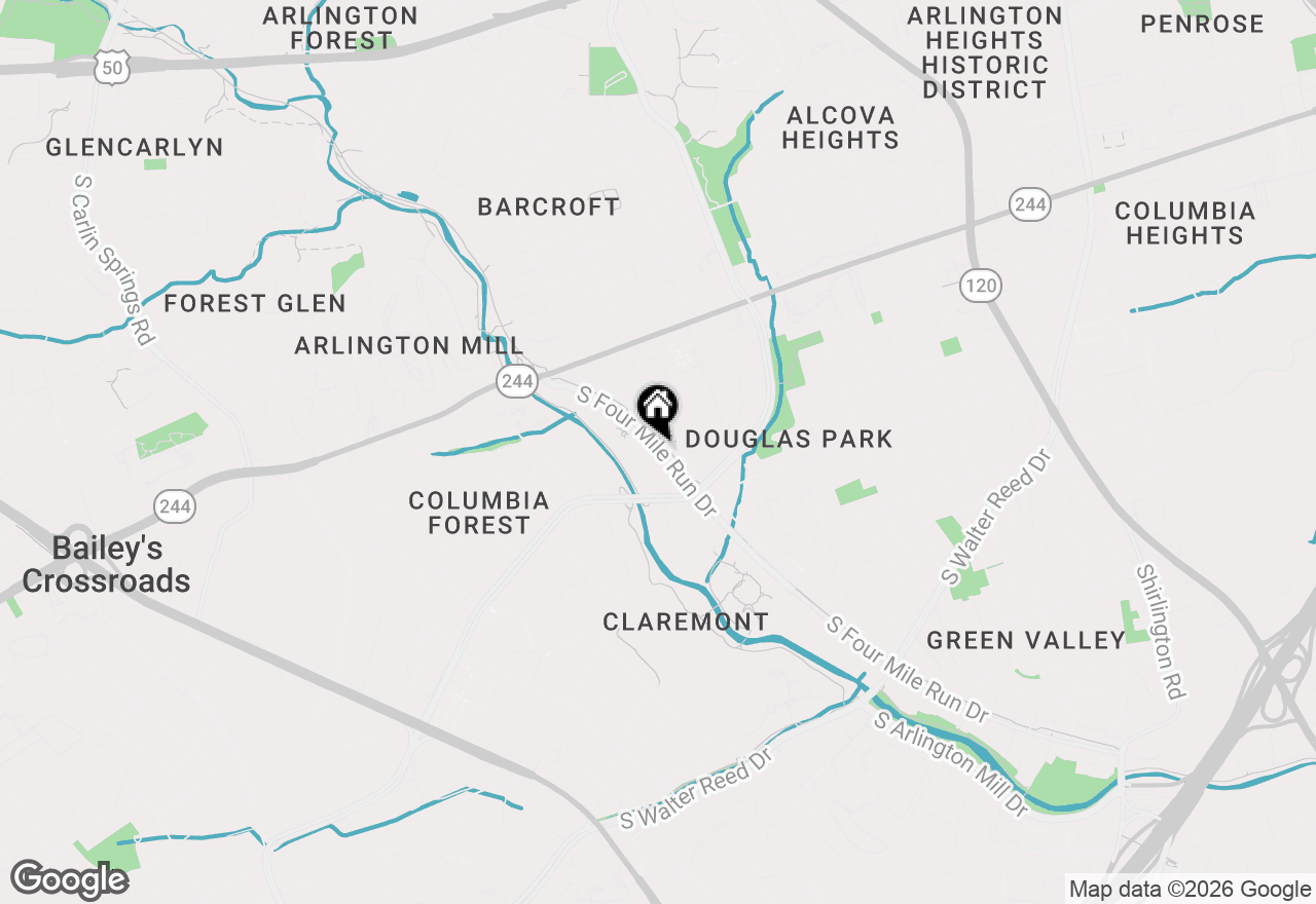 Map of 4500 S Four Mile Run Drive #821, Arlington, VA 22204