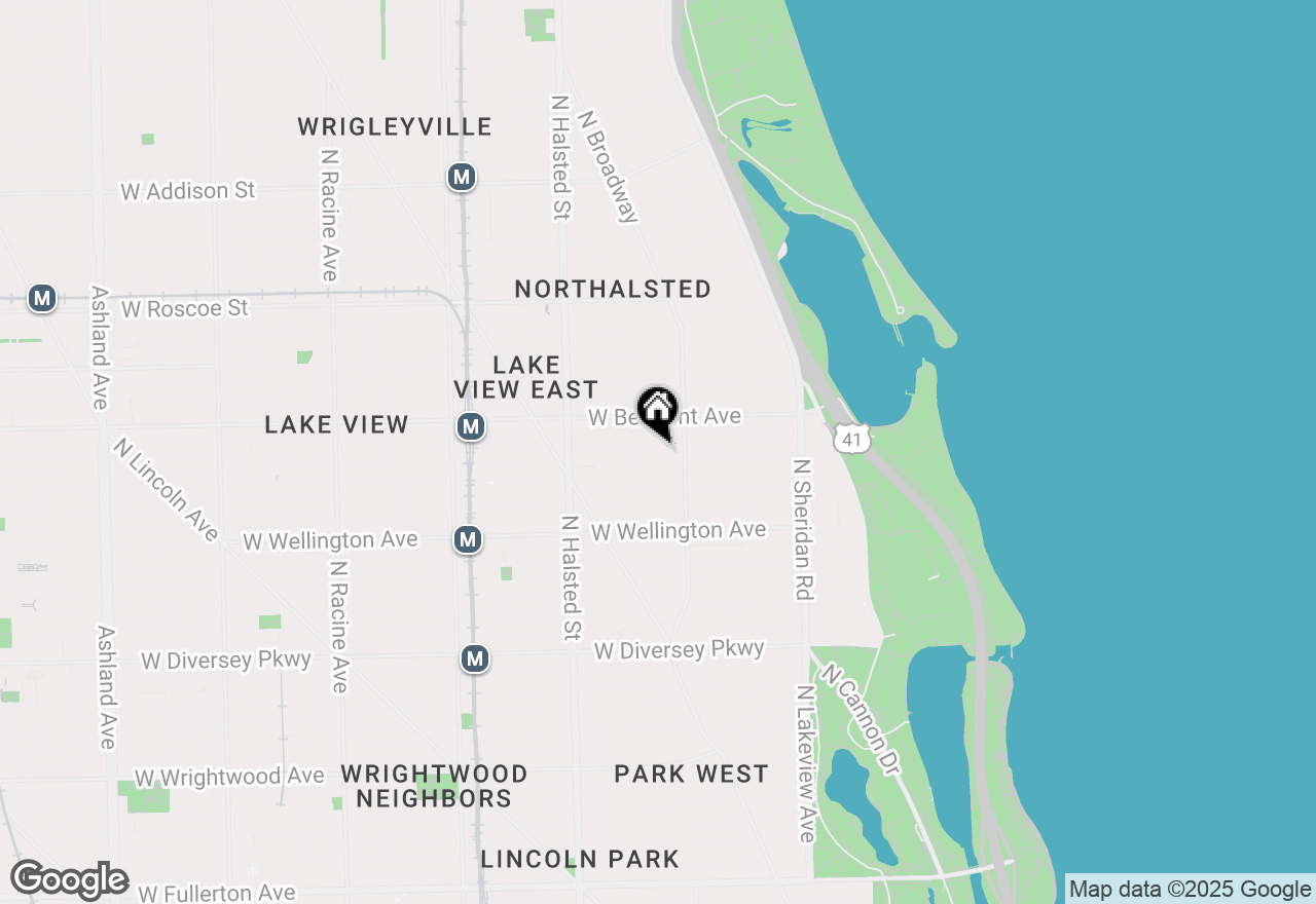 Map of 629 W Briar Place #1W, Chicago, IL 60657