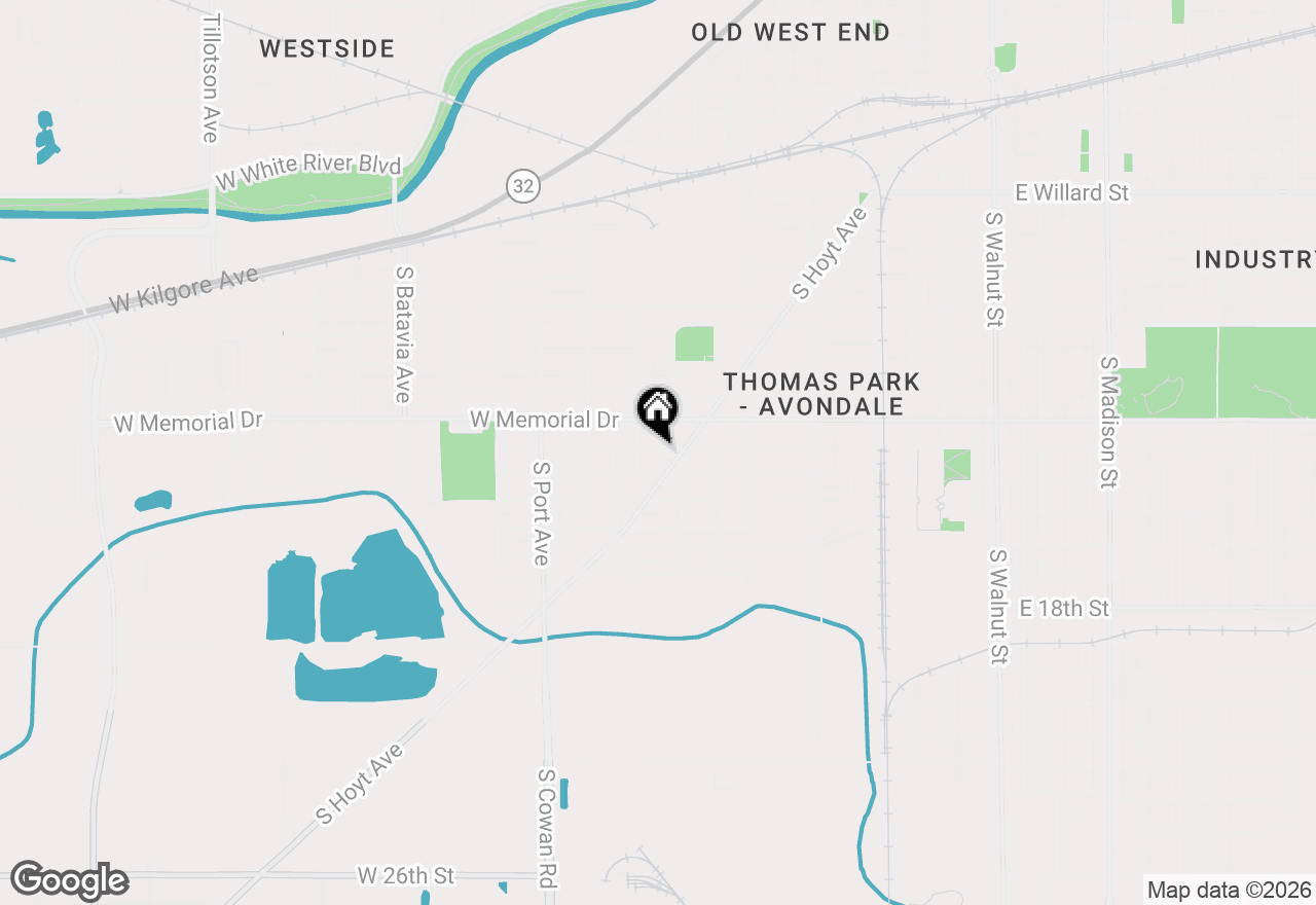 Map of 1227 W 13th Street, Muncie, IN 47302
