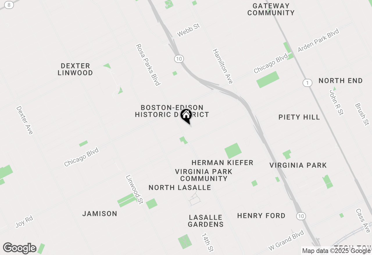 Map of 1727 Edison Street, Detroit, MI 48206