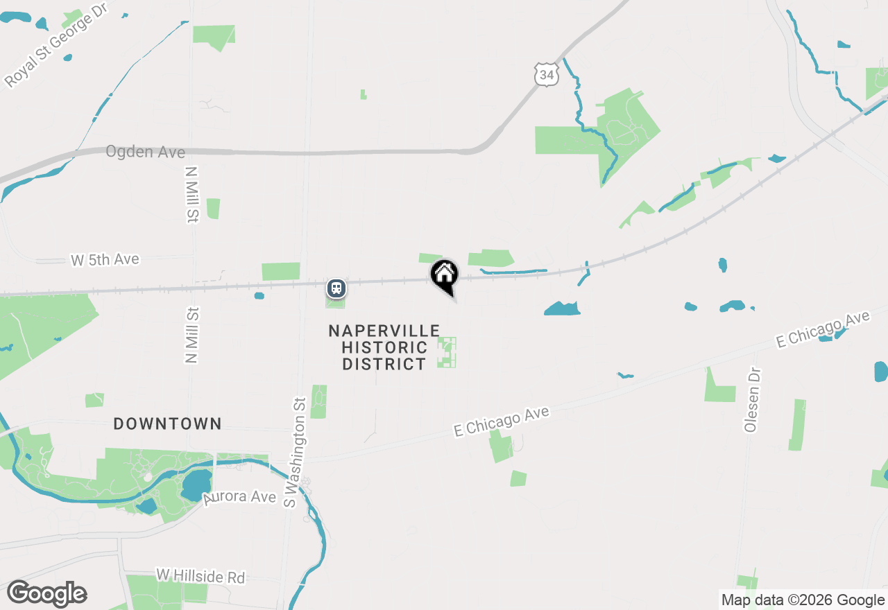 Map of 320 N Wright Street, Naperville, IL 60540