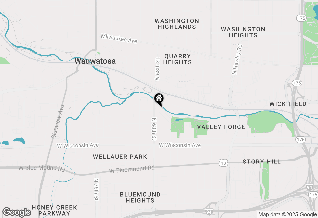 Map of 6742 Hillside Ln, Wauwatosa, WI 53213