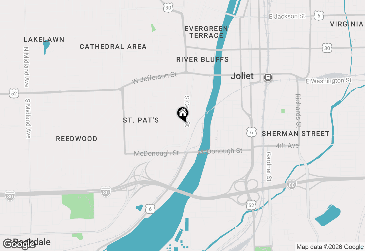 Map of 411 Wallace Street, Joliet, IL 60436