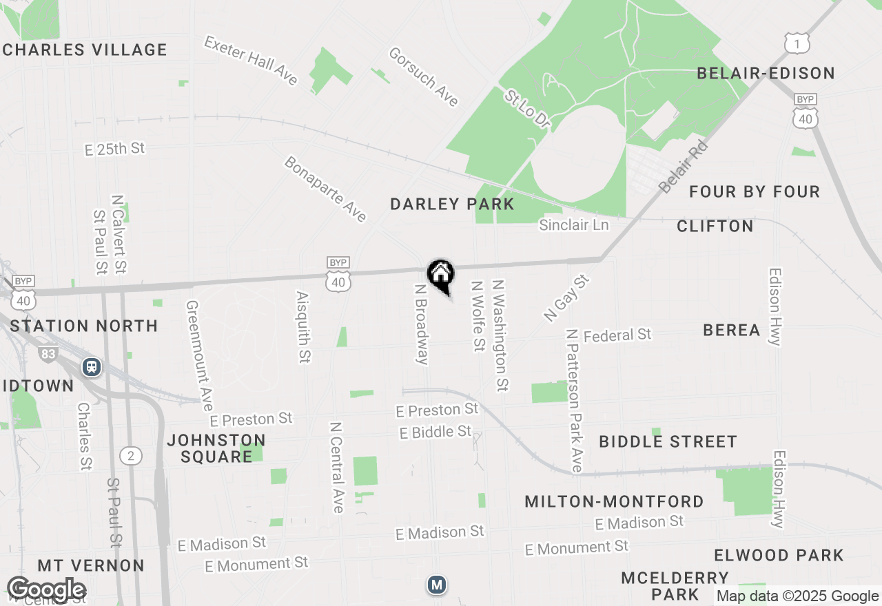 Map of 1713 E Lafayette Avenue, Baltimore, MD 21213