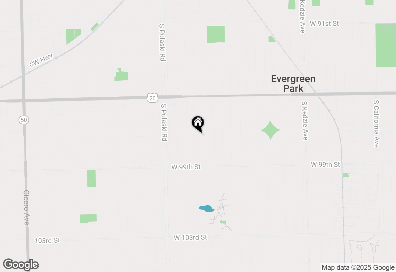 Map of 9712 S Hamlin Avenue, Evergreen Park, IL 60805