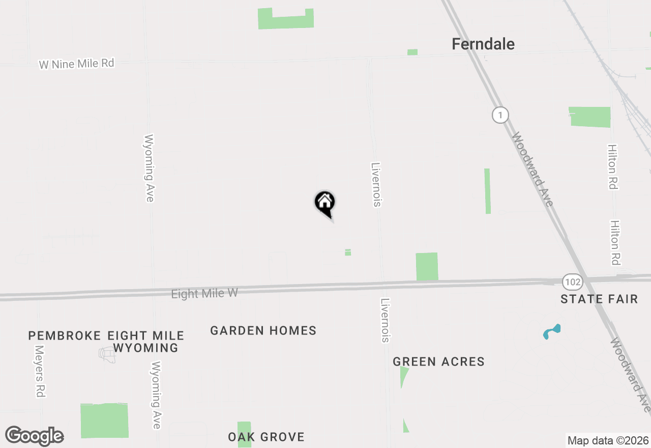 Map of 550 Pinecrest Drive, Ferndale, MI 48220