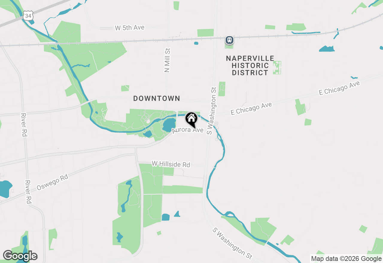 Map of 134 Aurora Avenue, Naperville, IL 60540