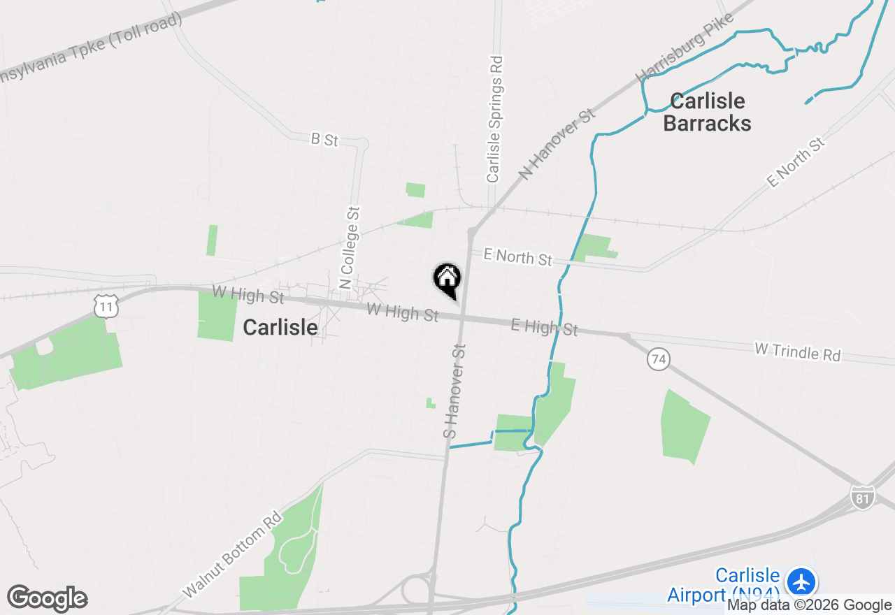Map of 1 W High Street, Carlisle, PA 17013