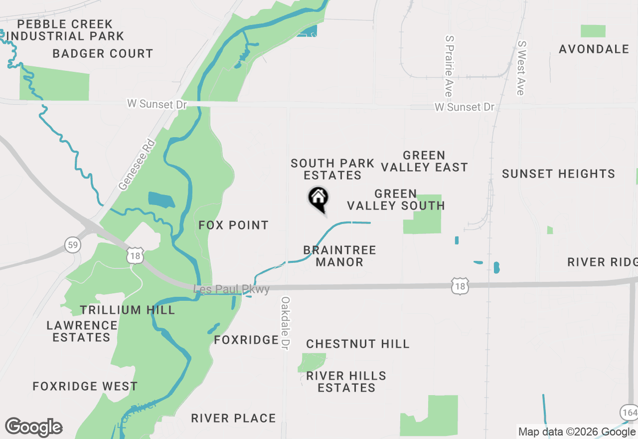 Map of 1127 Hemlock Ln, Waukesha, WI 53189