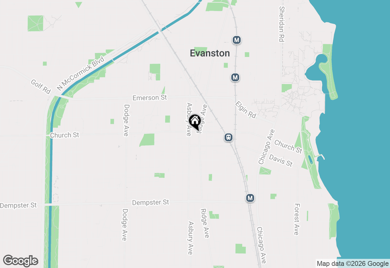 Map of 1206 Church Street, Evanston, IL 60201