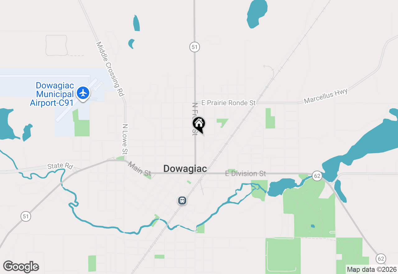 Map of 105 W Telegraph Street, Dowagiac, MI 49047