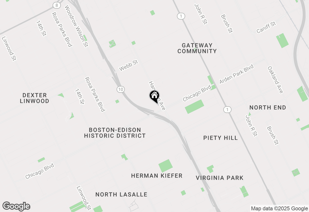 Map of 1169 W Boston Boulevard, Detroit, MI 48202