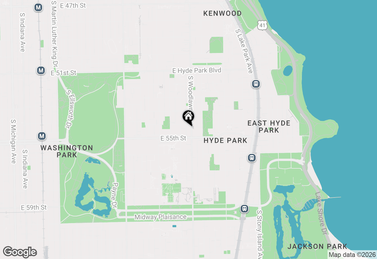 Map of 5470 S Woodlawn Avenue #1E, Chicago, IL 60615