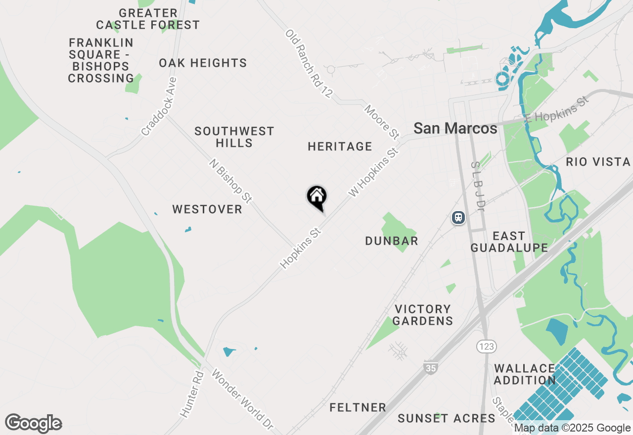 Map of 1115 Belvin St, San Marcos, TX 78666