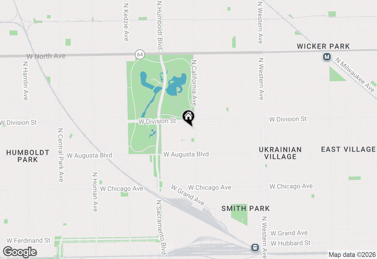 Map of 1129 N Mozart Avenue #1, Chicago, IL 60622