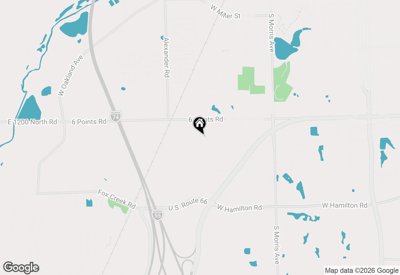 Map of 2024 Woodhavens Drive, Bloomington, IL 61701