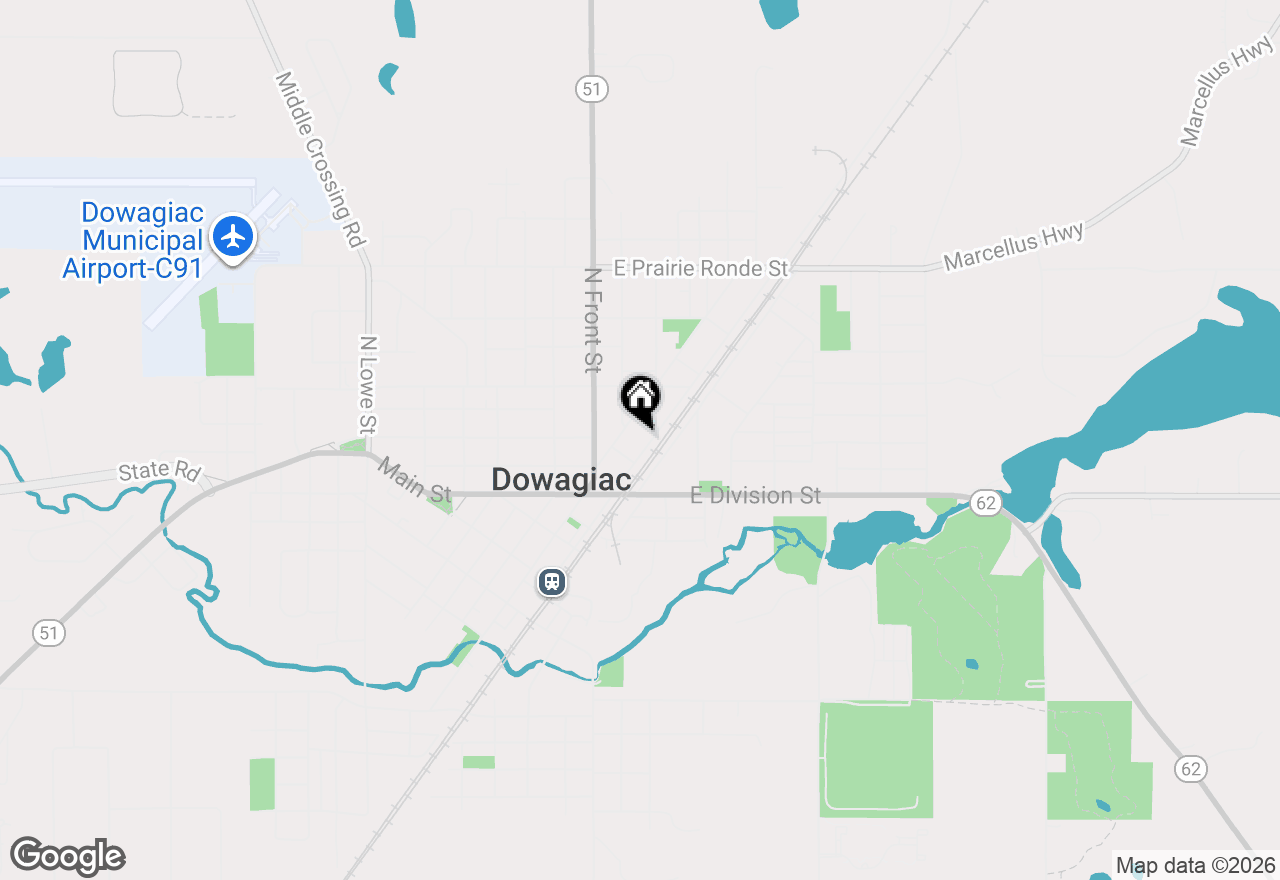 Map of 207 W Railroad Street, Dowagiac, MI 49047