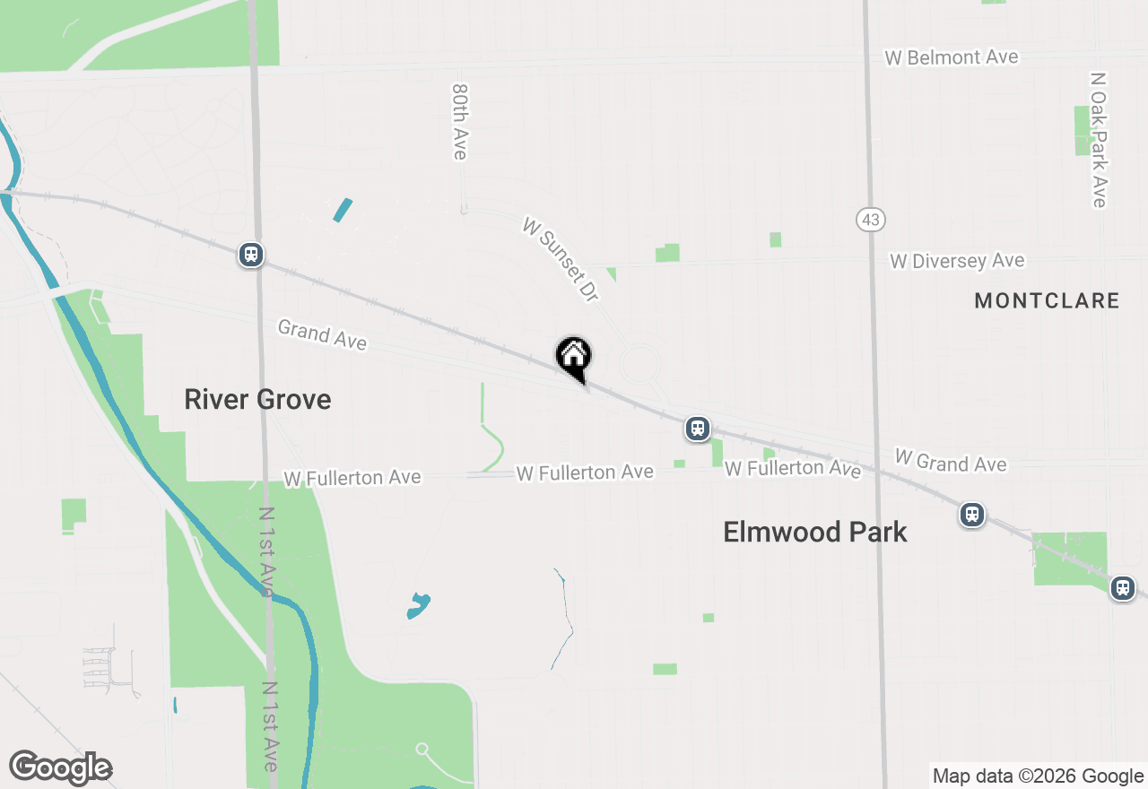 Map of 7749 W Grand Avenue, Elmwood Park, IL 60707