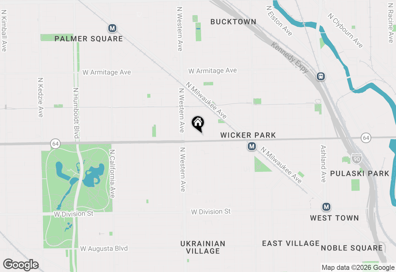 Map of 1618 N Oakley Avenue #1S, Chicago, IL 60647