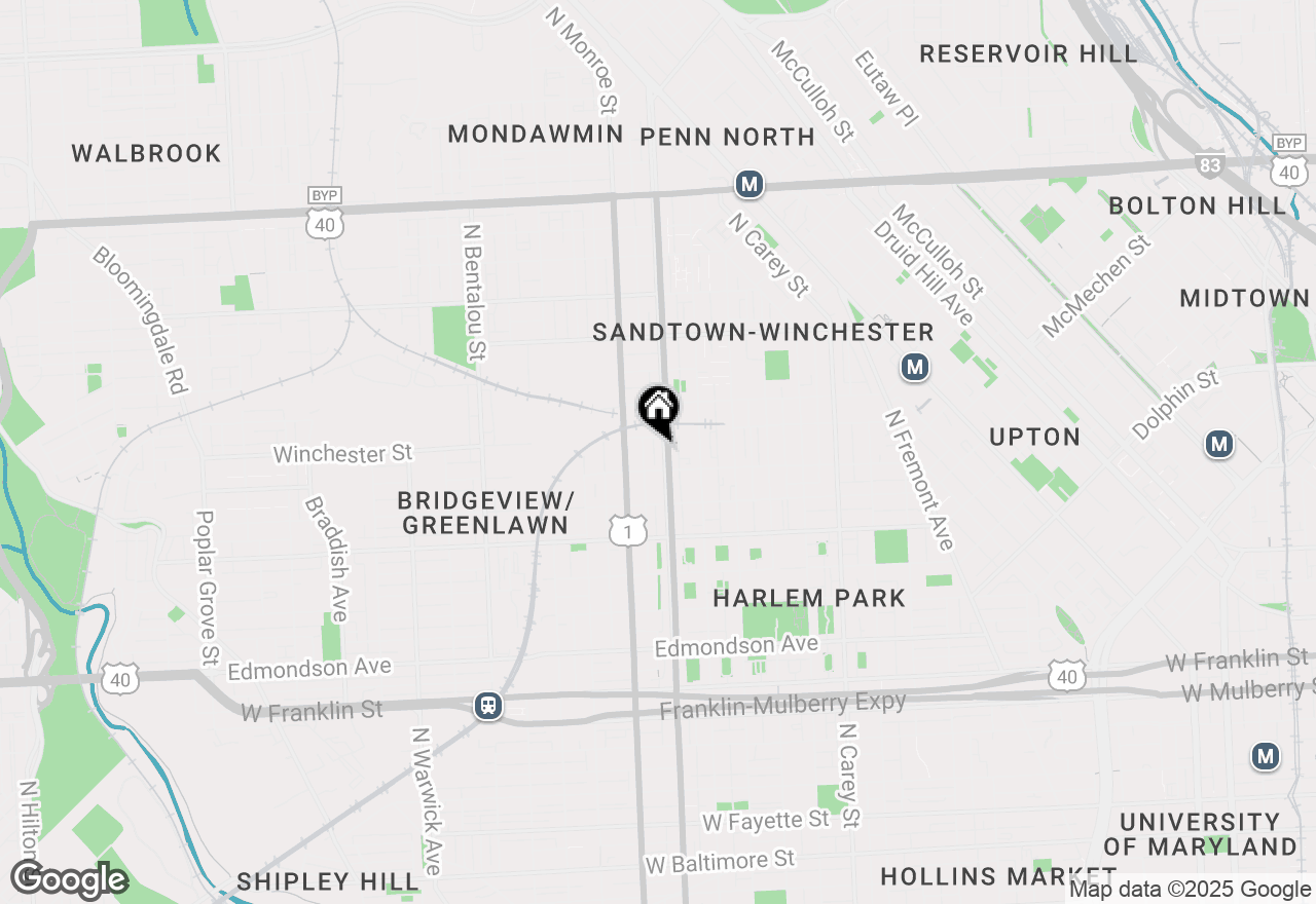 Map of 1128 N Fulton Avenue, Baltimore, MD 21217