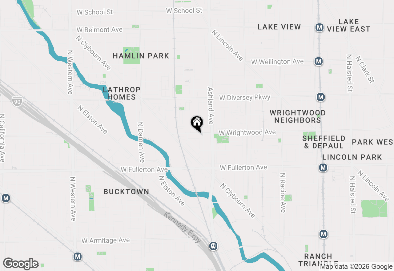 Map of 1657 W Wrightwood Avenue #1W, Chicago, IL 60614