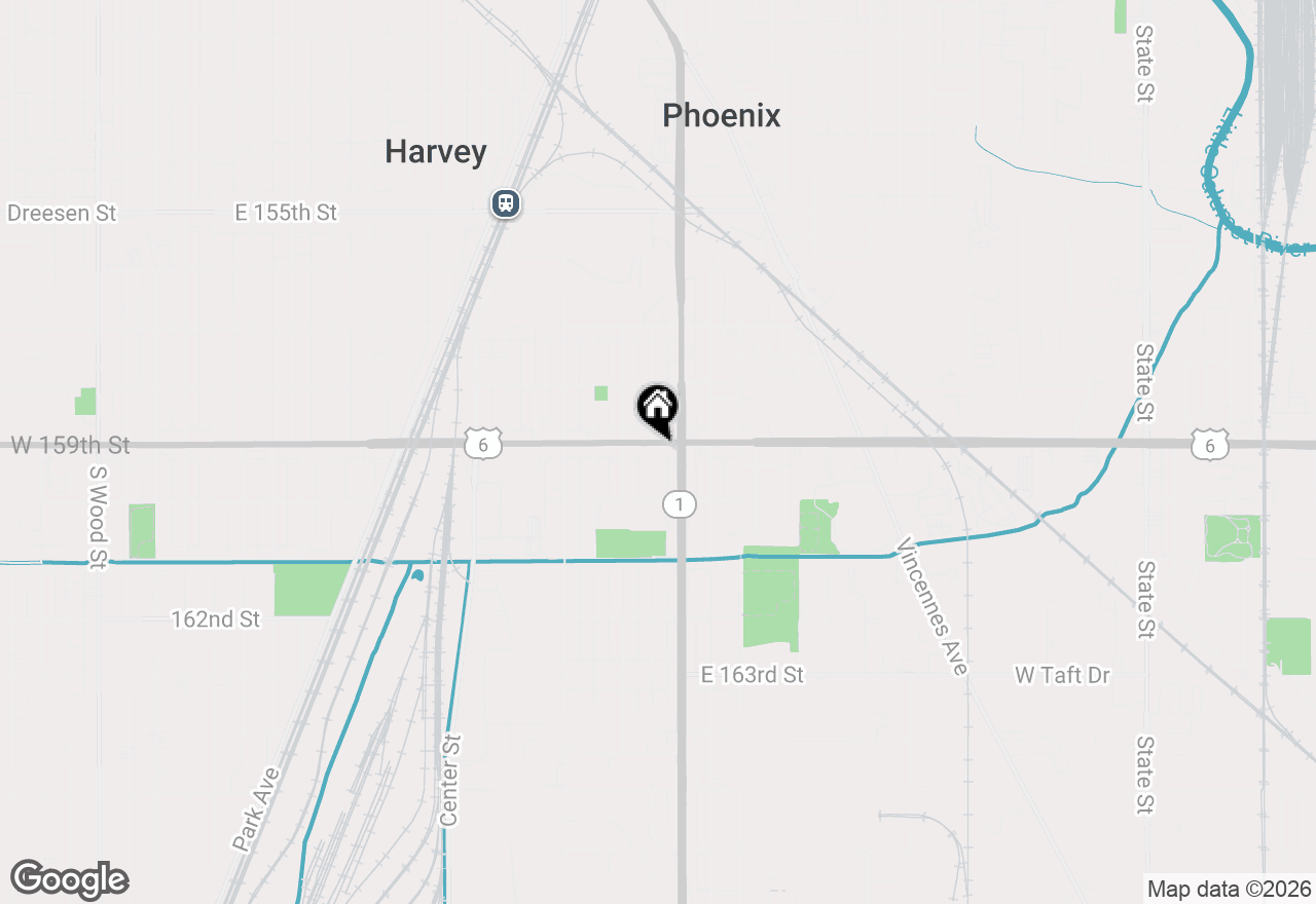 Map of 332 E 159th Street, Harvey, IL 60426