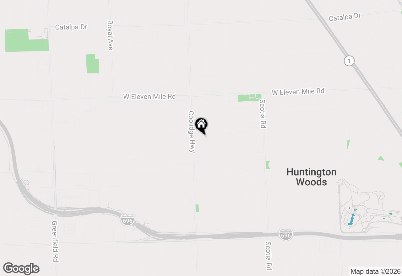 Map of 13344 Hart Avenue, Huntington Woods, MI 48070