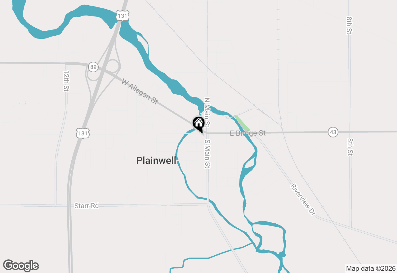 Map of 127 W Bridge Street, Plainwell, MI 49080