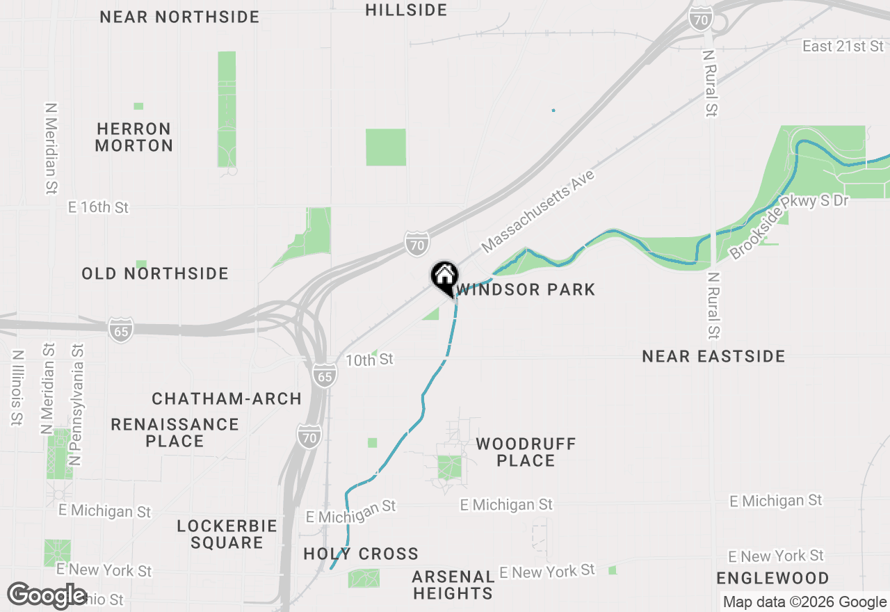 Map of 1505 Brookside Avenue, Indianapolis, IN 46201
