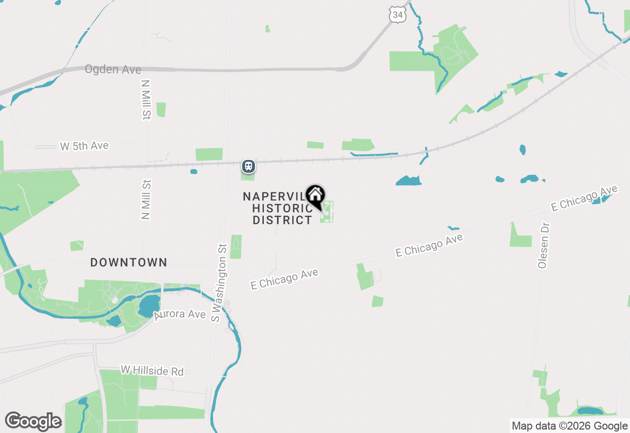 Map of 115 N Wright Street, Naperville, IL 60540