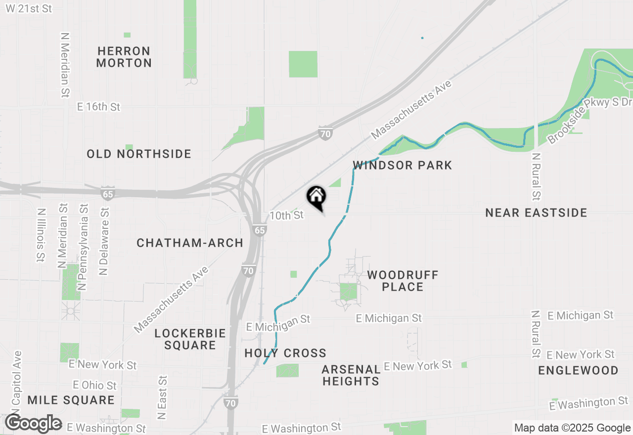 Map of 1323 E 10th Street, Indianapolis, IN 46202