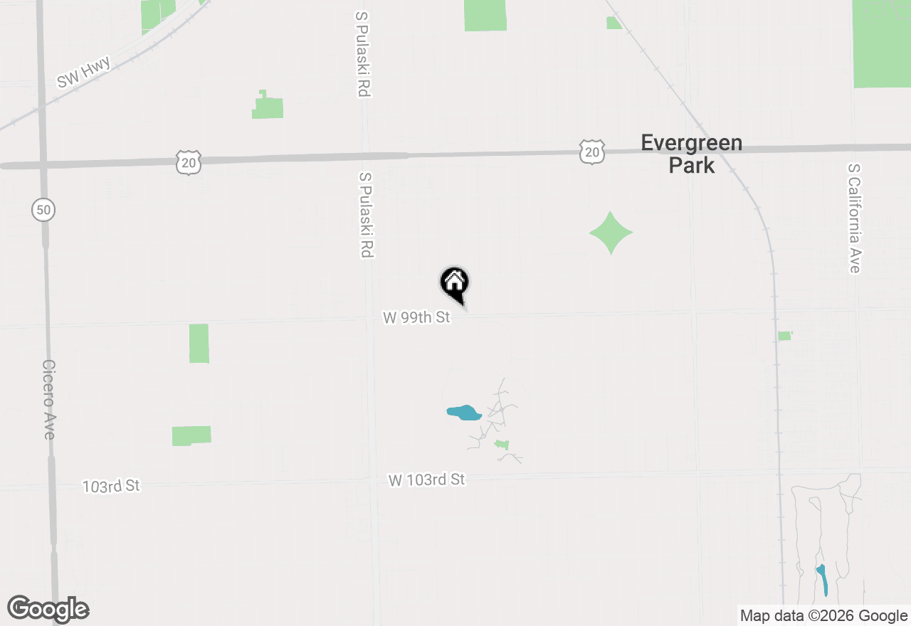 Map of 9857 S Hamlin Avenue, Evergreen Park, IL 60805