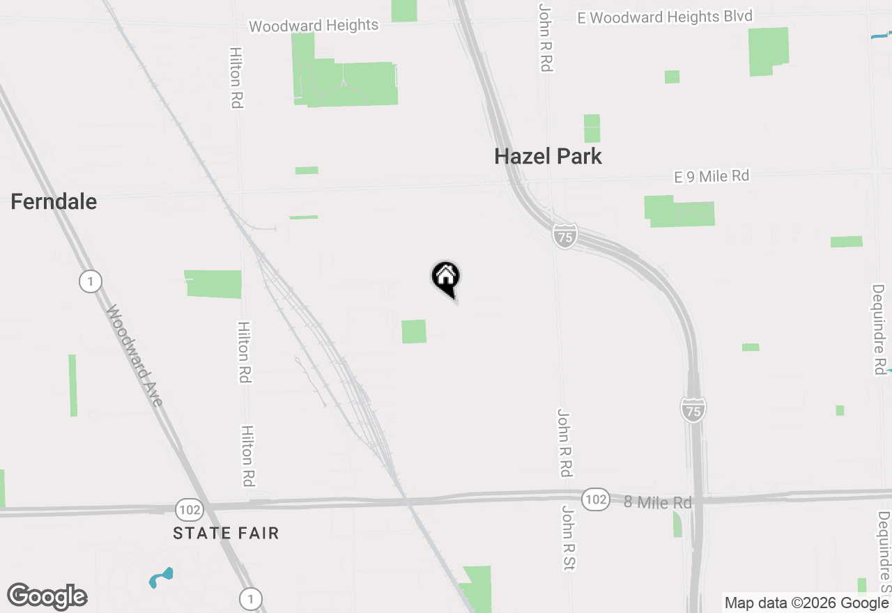 Map of 1824 University Street, Ferndale, MI 48220