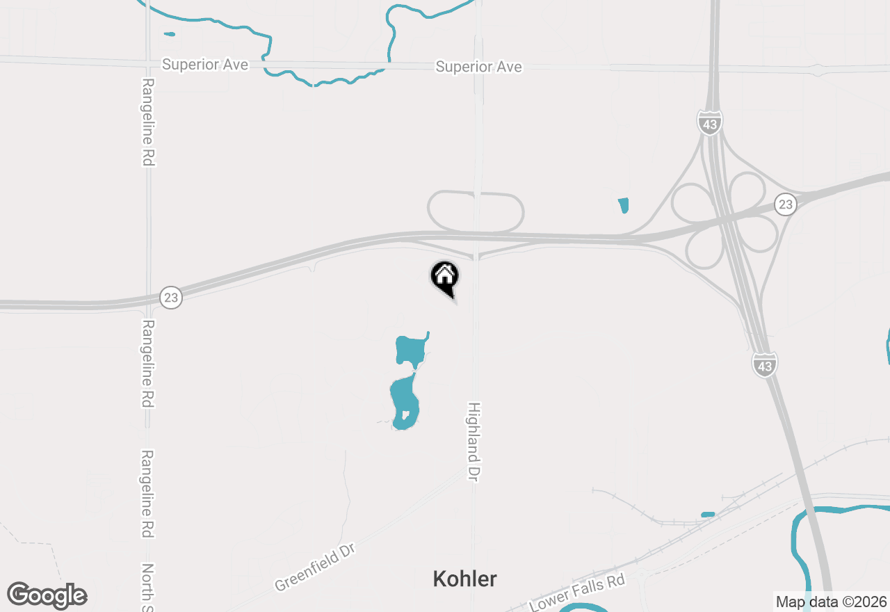Map of 980 Woodlake Rd, Kohler, WI 53044